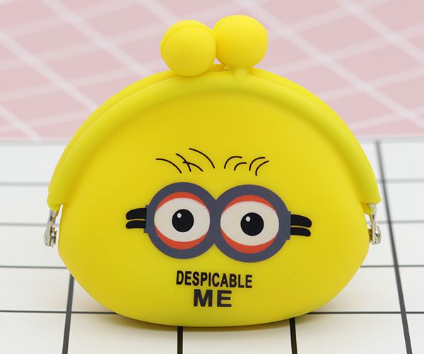 便攜硅膠錢包，卡扣硅膠零錢包，小黃人零錢包